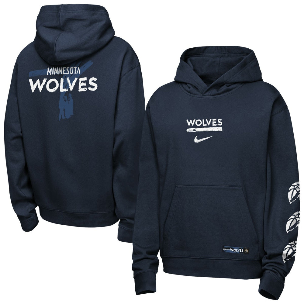 Minnesota Timberwolves Youth Courtside Club Premiere Hoodie Navy - Nike