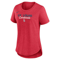 St. Louis Cardinals Nike Women's Arched Tri-Blend T-Shirt - Heather Red T-shirts