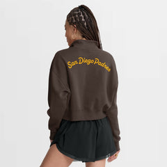 San Diego Padres Nike Women's Primetime Phoenix Fleece Half-Zip Sweatshirt - Brown Sweatshirts
