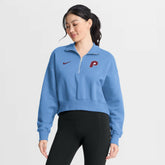 Philadelphia Phillies Nike Women's Primetime Phoenix Fleece Half-Zip Sweatshirt - Light Blue Sweatshirts