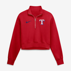 Texas Rangers Nike Women's Primetime Phoenix Fleece Half-Zip Sweatshirt - Red Sweatshirts