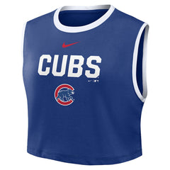 Chicago Cubs Nike Women's Primetime Loose Dri-FIT Cropped Tank Top - Royal Tanks