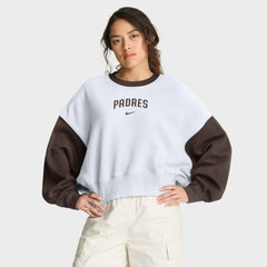 San Diego Padres Nike Women's Oversized High Hip Fleece Sweatshirt - White/Brown Sweatshirts