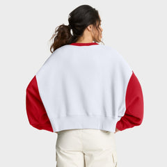 Cincinnati Reds Nike Women's Oversized High Hip Fleece Sweatshirt - White/Red Sweatshirts