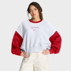St. Louis Cardinals Nike Women's Oversized High Hip Fleece Sweatshirt - White/Red Sweatshirts