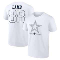CeeDee Lamb Dallas Cowboys Tonal Name & Number T-Shirt - White T-shirts