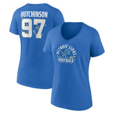 Aidan Hutchinson Detroit Lions Women's Floral Name & Number V-Neck T-Shirt - Blue T-shirts