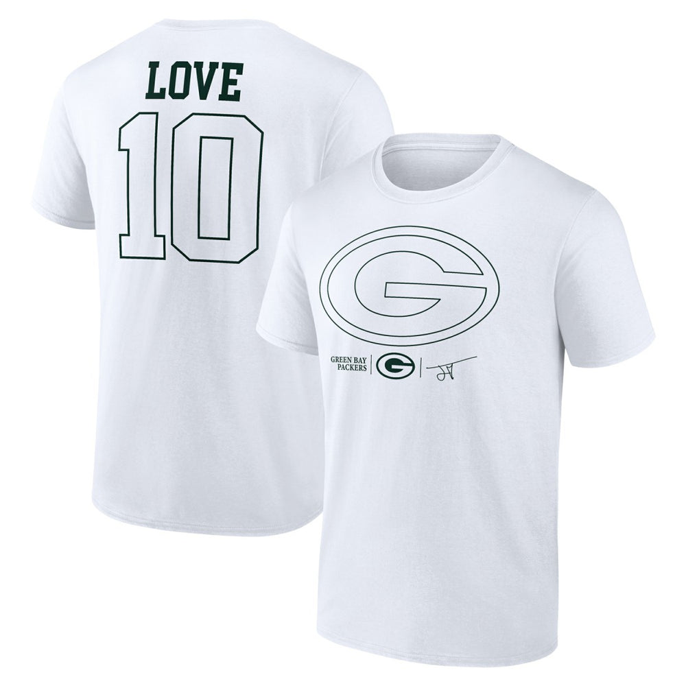 Jordan Love Green Bay Packers Tonal Name & Number T-Shirt - White T-shirts