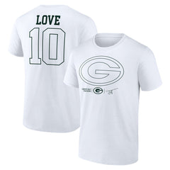 Jordan Love Green Bay Packers Tonal Name & Number T-Shirt - White T-shirts