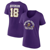 Justin Jefferson Minnesota Vikings Women's Floral Name & Number V-Neck T-Shirt - Purple T-shirts