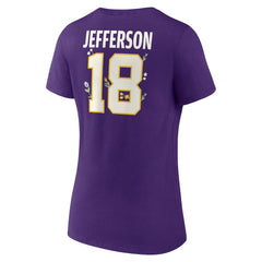 Justin Jefferson Minnesota Vikings Women's Floral Name & Number V-Neck T-Shirt - Purple T-shirts