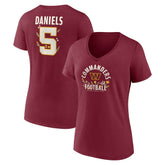 Jayden Daniels Washington Commanders Women's Floral Name & Number V-Neck T-Shirt - Garnet T-shirts