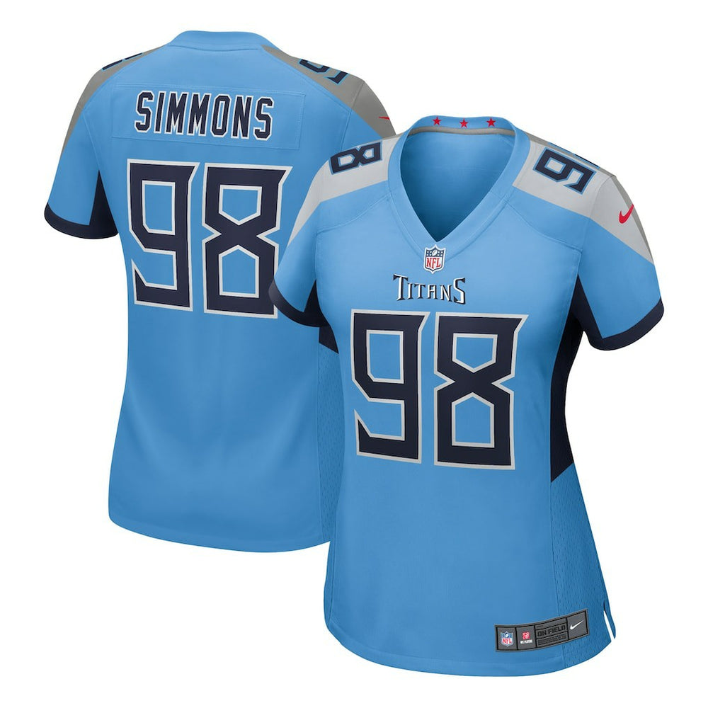 Jeffery Simmons Tennessee Titans Women's Team Game Jersey - Light Blue Jerseys