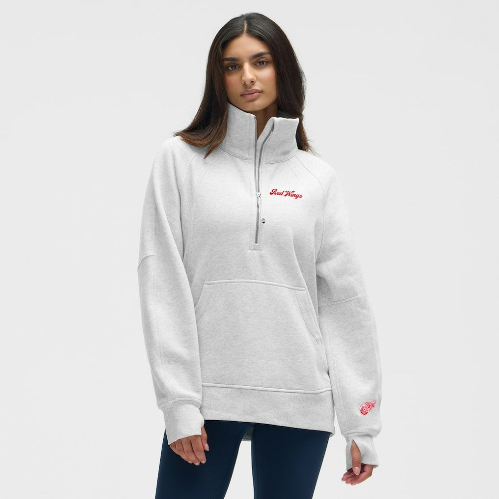 Detroit Red Wings lululemon Women's Long Scuba Oversized Half-Zip Funnel Neck - Heathered Core Ultra Light Grey | US 203201176
