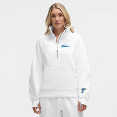 St. Louis Blues lululemon Women's Long Scuba Oversized Half-Zip Funnel Neck - White | US 203201197