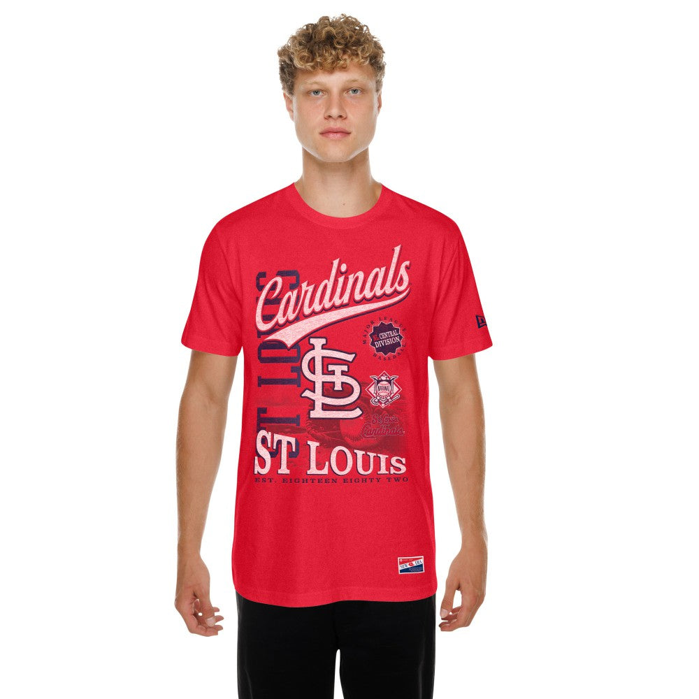 St. Louis Cardinals New Era Oversized Throwback Distressed T-Shirt - Red T-shirts