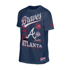 Atlanta Braves New Era Oversized Throwback Distressed T-Shirt - Navy T-shirts