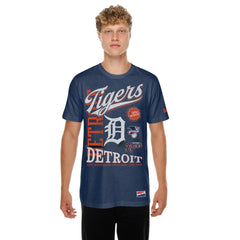 Detroit Tigers New Era Oversized Throwback Distressed T-Shirt - Navy T-shirts