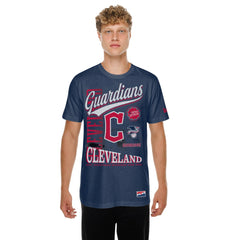 Cleveland Guardians New Era Oversized Throwback Distressed T-Shirt - Navy T-shirts