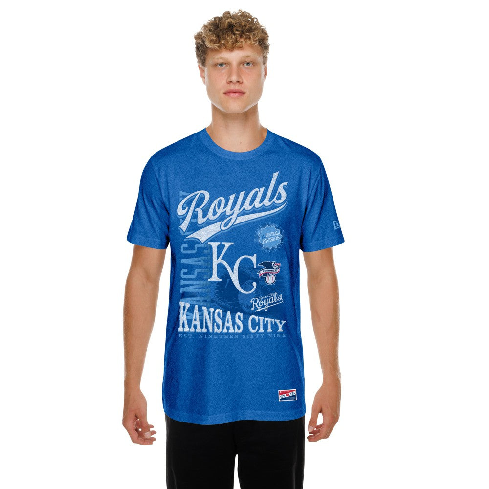 Kansas City Royals New Era Oversized Throwback Distressed T-Shirt - Royal T-shirts