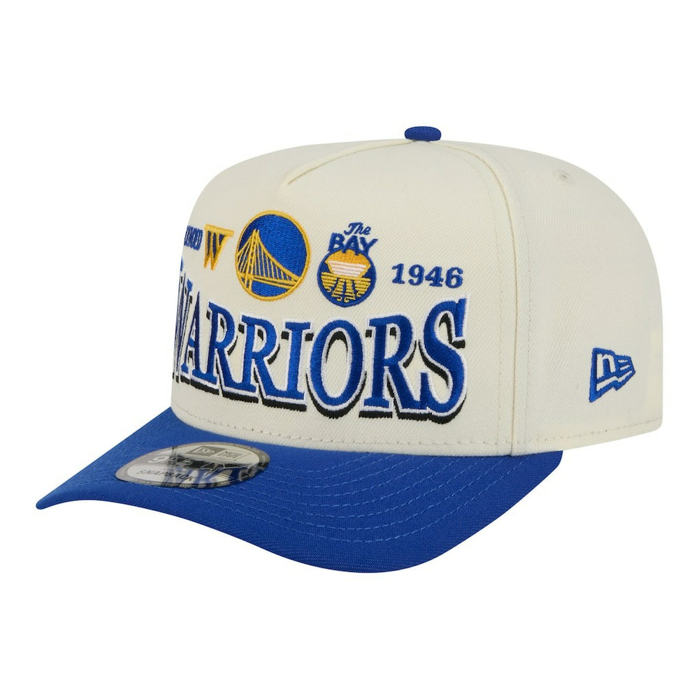 Golden State Warriors Stretched 2-Tone A-Frame 9FIFTY Adjustable Hat Cream/Royal - New Era outlet