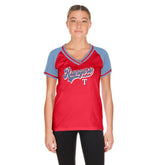 Texas Rangers New Era Women's Gameday V-Neck T-Shirt - Red T-shirts