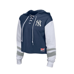 New York Yankees New Era Women's Boxy Lace-Up Hoodie - Navy Hoodies