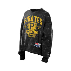 Pittsburgh Pirates New Era Women's Throwback Oversized Boxy Sweatshirt - Black Sweatshirts