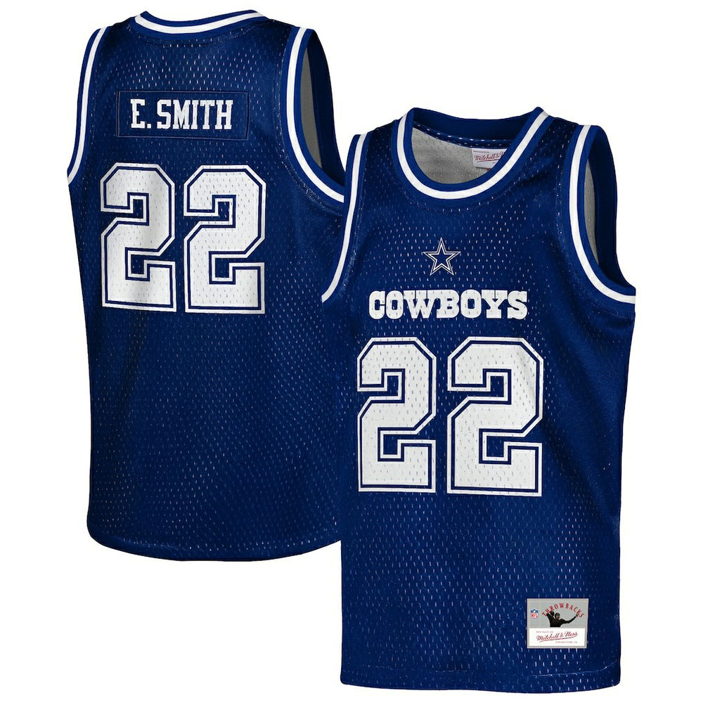 Emmitt Smith Dallas Cowboys Youth Retired Player NFL Basketball Fashion Jersey - Navy Jerseys