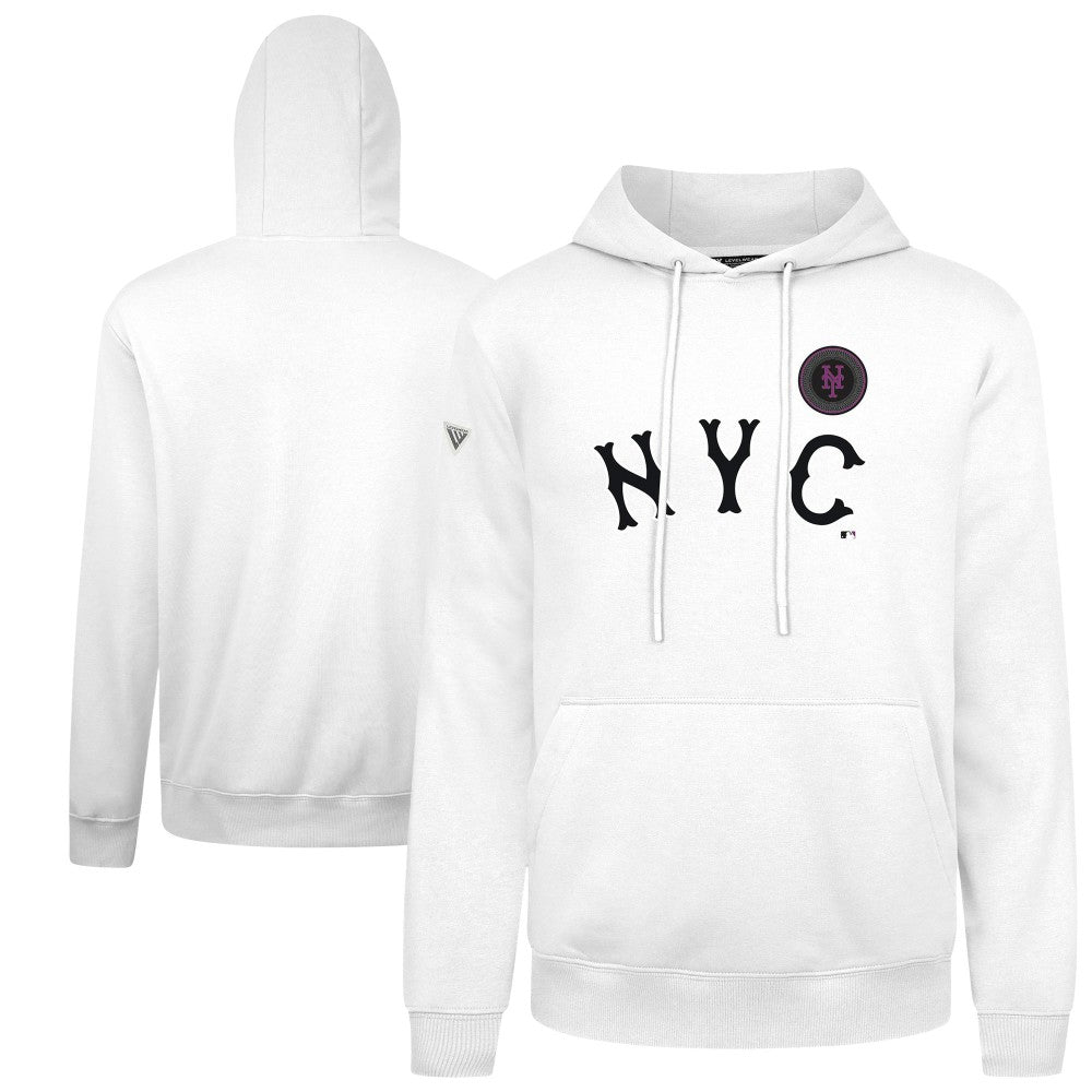 New York Mets Levelwear City Connect Podium Core Logo Pullover Hoodie - White Hoodies