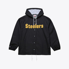 Pittsburgh Steelers Coaches Full-Snap Hooded Windbreaker Jacket - Black Jackets