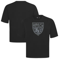 Kansas City Royals Levelwear Oversized Luxe Signature Knit Buckler T-Shirt - Black T-shirts