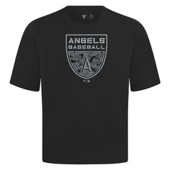 Los Angeles Angels Levelwear Oversized Luxe Signature Knit Buckler T-Shirt - Black T-shirts