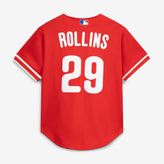 Jimmy Rollins Philadelphia Phillies Mitchell & Ness Cooperstown Mesh Batting Practice Button-Up Jersey - Red Jerseys