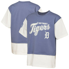 Detroit Tigers Outerstuff Youth Ultimate Pastels Premium Double Run T-Shirt - Navy/Cream T-shirts