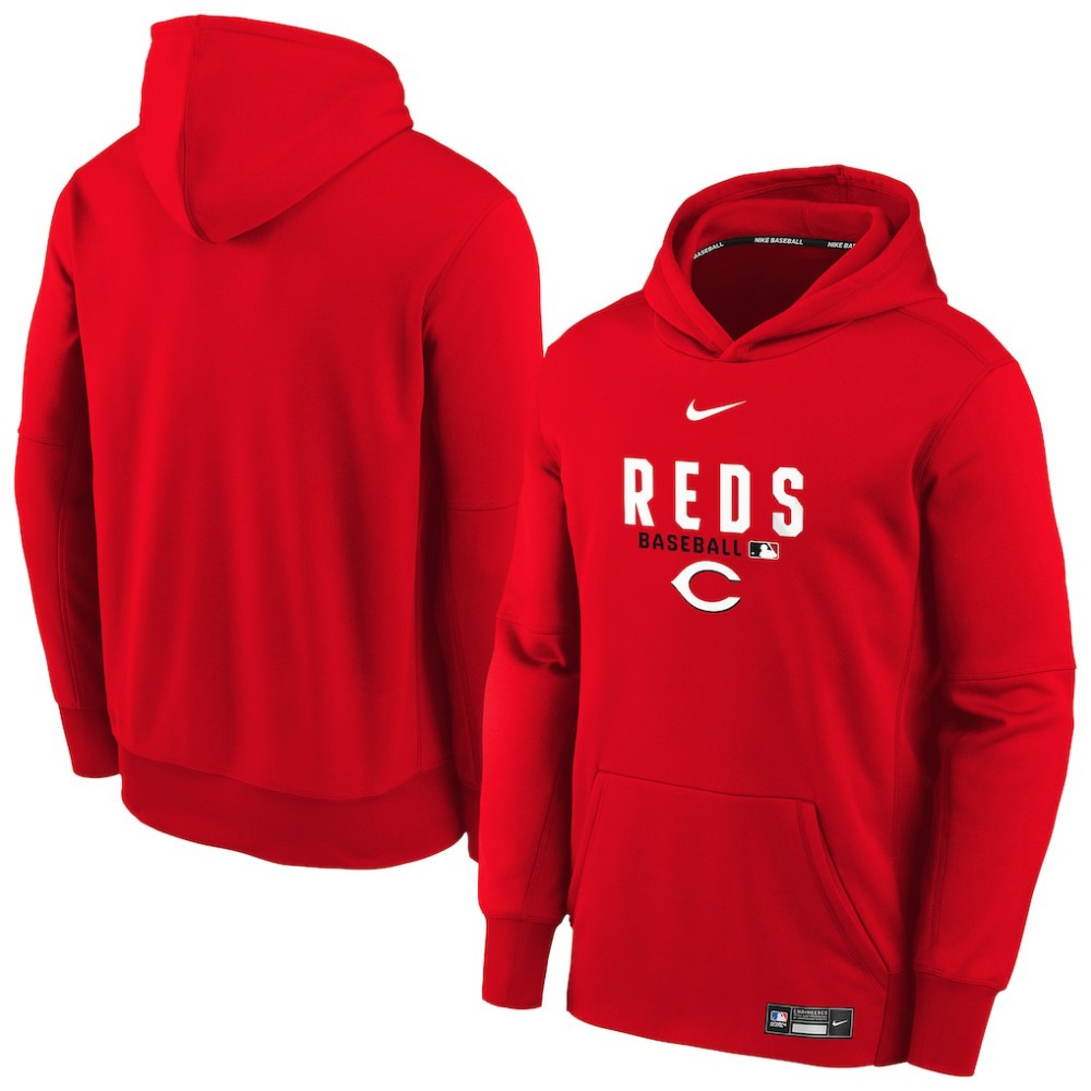 Cincinnati Reds Nike Youth Authentic Collection Therma-FIT Hoodie - Red Hoodies