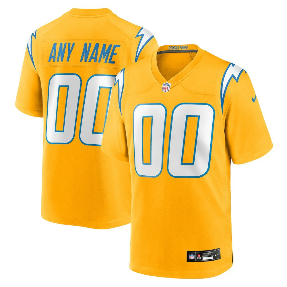 Los Angeles Chargers Alternate Charger Power Game Custom Jersey - Gold Jerseys