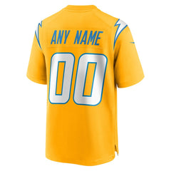Los Angeles Chargers Alternate Charger Power Game Custom Jersey - Gold Jerseys