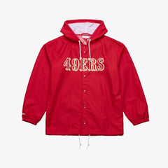 San Francisco 49ers Coaches Full-Snap Hooded Windbreaker Jacket - Scarlet Jackets