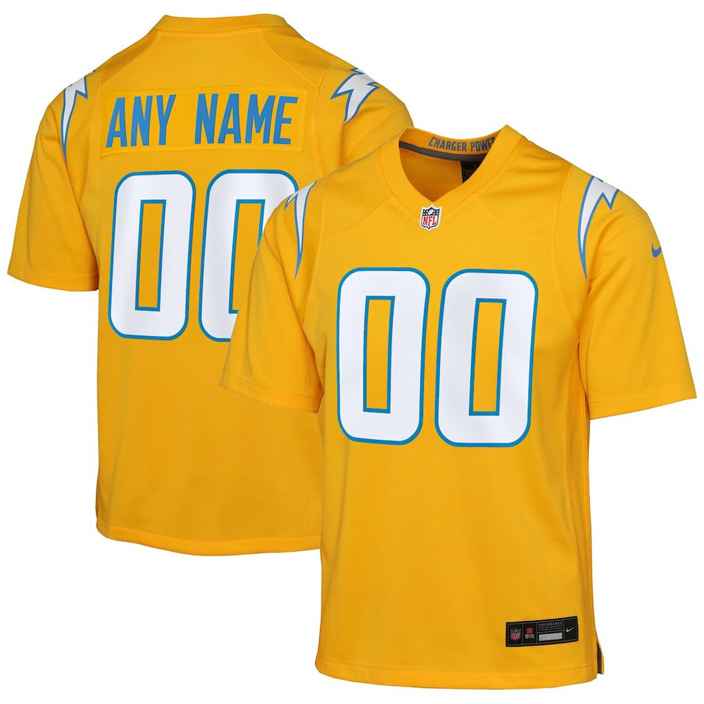 Los Angeles Chargers Youth Alternate Charger Power Game Custom Jersey - Gold Jerseys