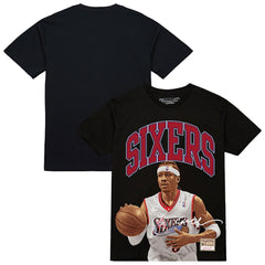 Allen Iverson Philadelphia 76ers Hardwood Classics Player Arch T-Shirt Black - Mitchell & Ness