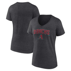 Arizona Diamondbacks Women's Team Lockup V-Neck T-Shirt - Charcoal T-shirts