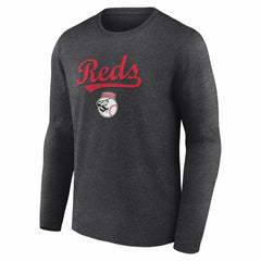 Cincinnati Reds Team Lockup Long Sleeve T-Shirt - Charcoal T-shirts