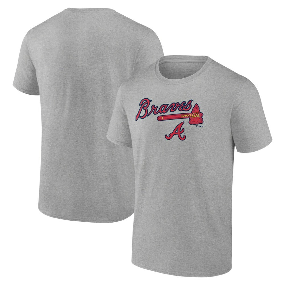 Atlanta Braves Team Lockup T-Shirt - Heather Gray T-shirts