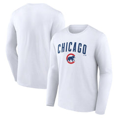 Chicago Cubs Team Lockup Long Sleeve T-Shirt - White T-shirts
