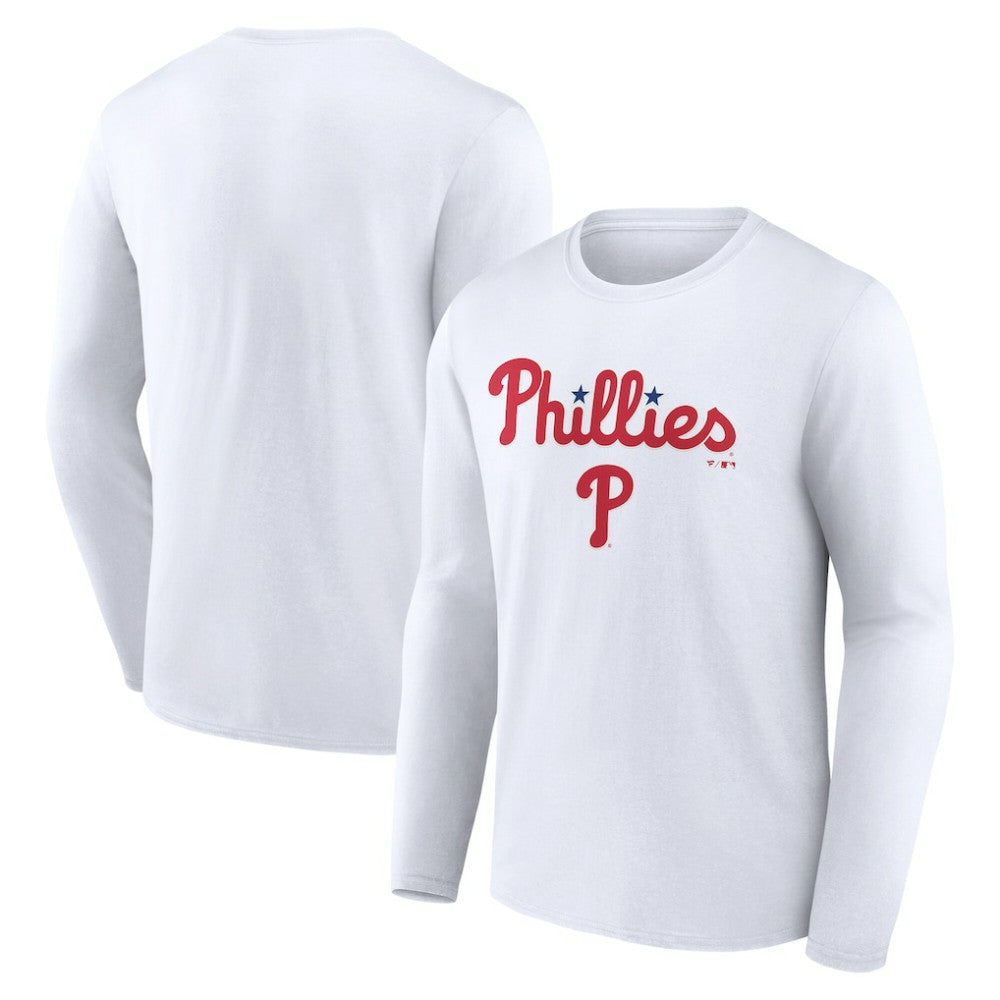Philadelphia Phillies Team Lockup Long Sleeve T-Shirt - White T-shirts