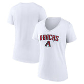 Arizona Diamondbacks Women's Team Lockup V-Neck T-Shirt - White T-shirts