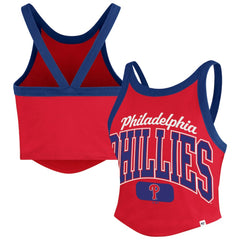 Philadelphia Phillies '47 Women's Trendy Team Rally Sporty Cropped Racerback Tank Top - Red Tanks