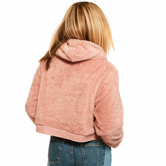 Detroit Lions Jill Martin Women's Tonal Sherpa Cropped Hoodie - Pink Hoodies