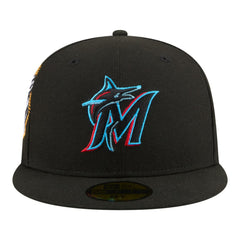 Miami Marlins New Era Hidden Hit 59FIFTY Fitted Hat - Black Hats